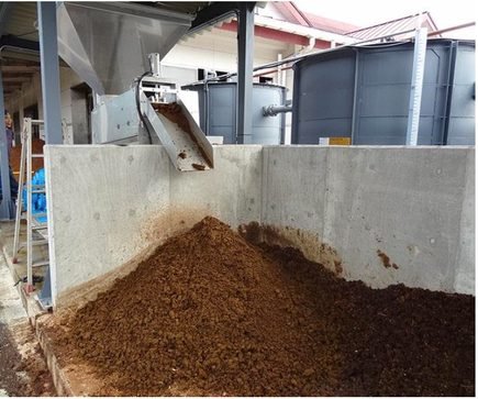 Ảnh hiện trường: Phân bò không dùng chất keo tụ: thu hồi chất rắn chỉ 60%